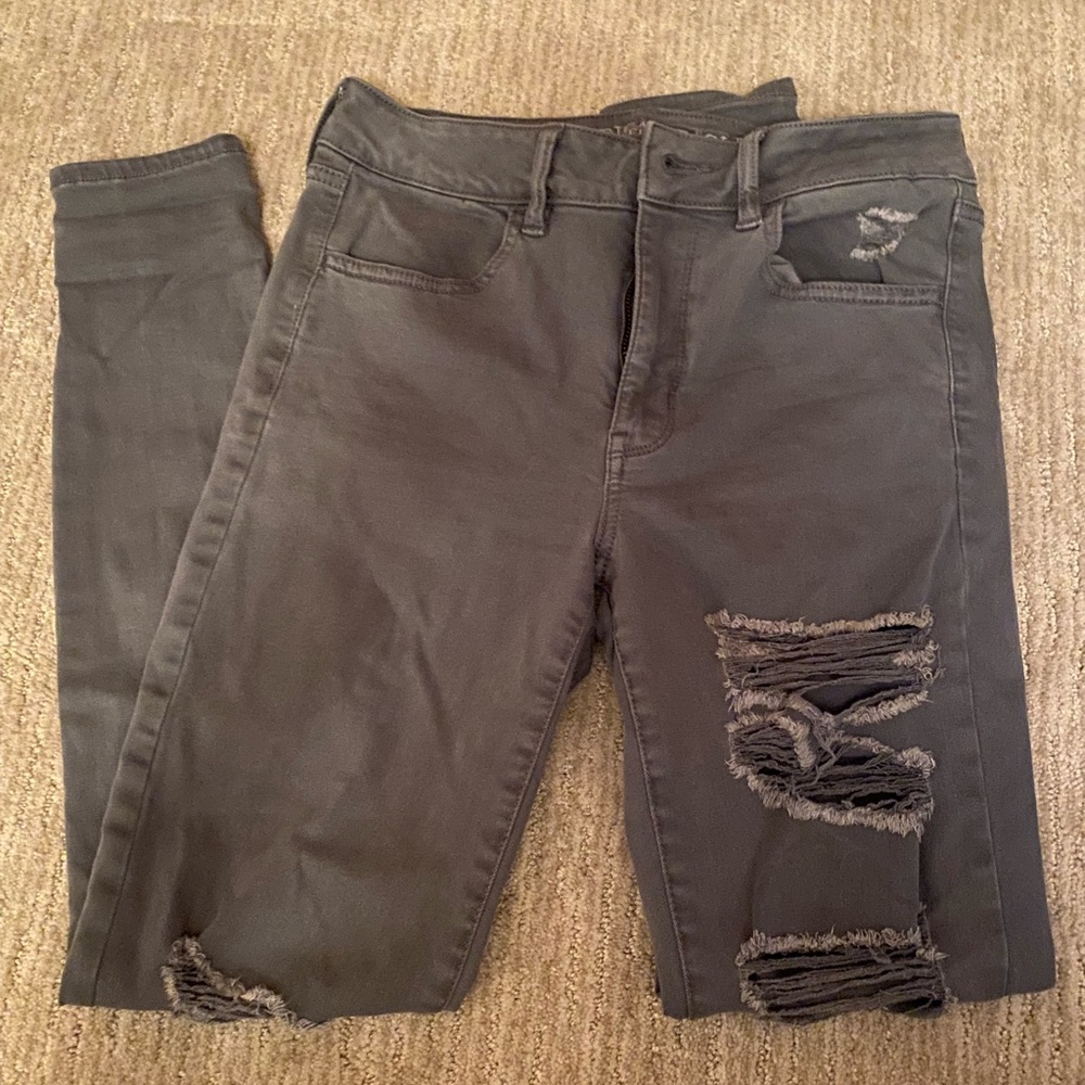 American Eagle Hi-Rise Jeggings size 6 in grey